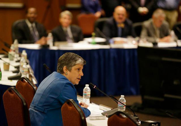 ric Risberg/ The Associated Press Janet Napolitano, speaks at a UC Board of Regents meeting last month in San Francisco.