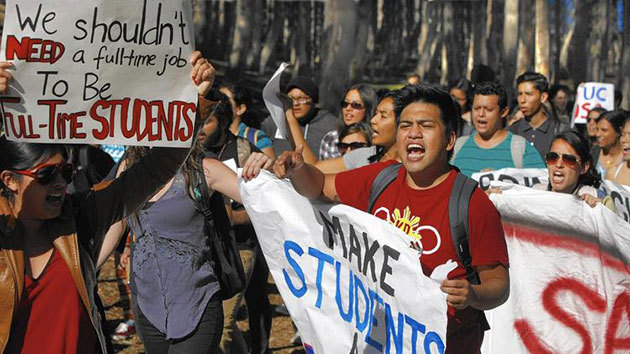 UC San Diego students protest proposed tuition hikes Nov. 24 during a system-wide University of California day of protest. (Don Bartletti, Los Angeles Times)
