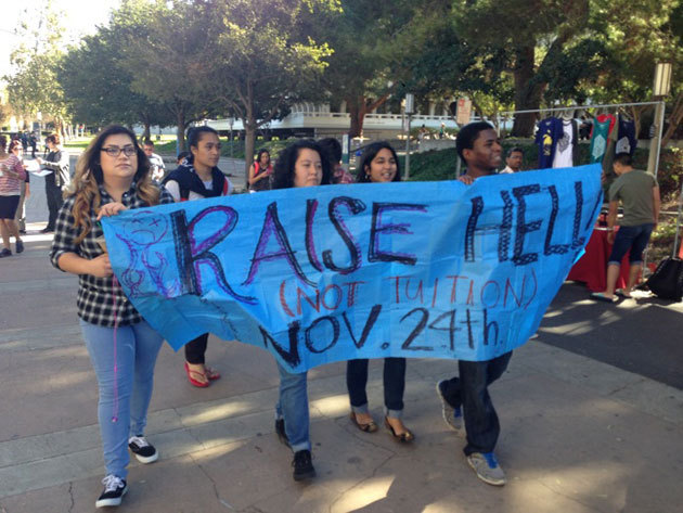University of California, Irvine, students march on campus to protest tuition increases approved by the UC regents. Adolfo Guzman-Lopez/KPCC