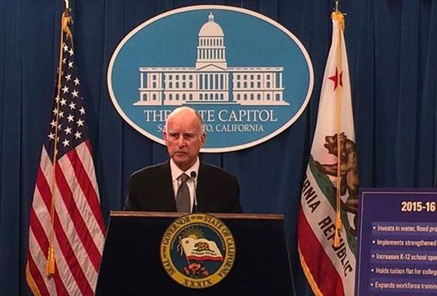  Gov. Jerry Brown unveils his 2015-16 state budget on Jan. 9, 2015 at the Capitol in Sacramento, Ca. Hector Amezcua The Sacramento Bee