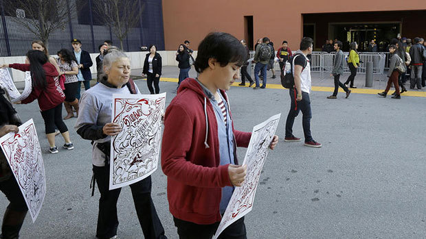 Student protests Jeff Chiu / Associated Press UC students and supporters march outside of the regents meeting in San Francisco.