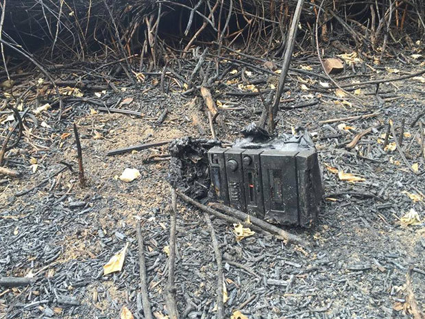 What’s left of a boombox sits in an otherwise burned and barren field along the American River Parkway. This site near Camp Pollock is one of several that have been scarred by wildfires this summer. Many blame people who are camping illegally. Erika D. Smith esmith@sacbee.com