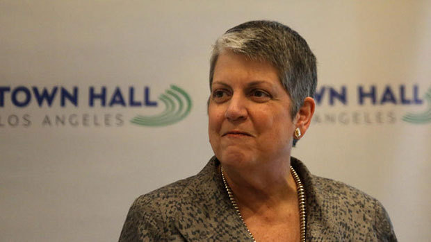 University of California President Janet Napolitano spoke at a Town Hall Los Angeles event about the importance of UC and expanding in-state enrollment. (Michael Robinson Chávez / Los Angeles Times)