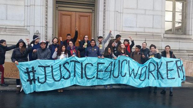 Berkeley students protest for workers' rights.