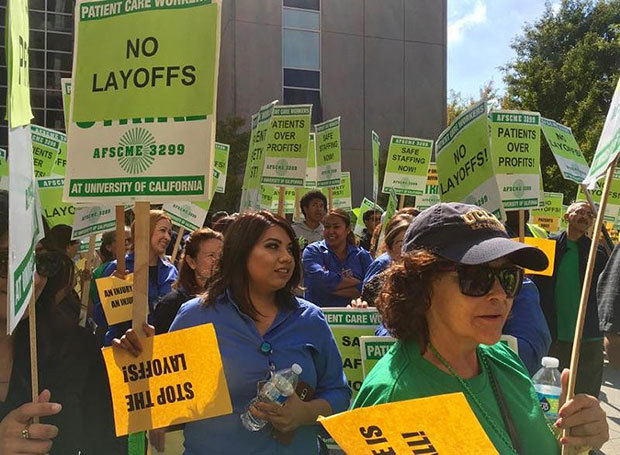 Veteran frontline caregivers and two pregnant women are among those who've lost their jobs, according to their labor union. Courtesy of AFSCME Local 3299